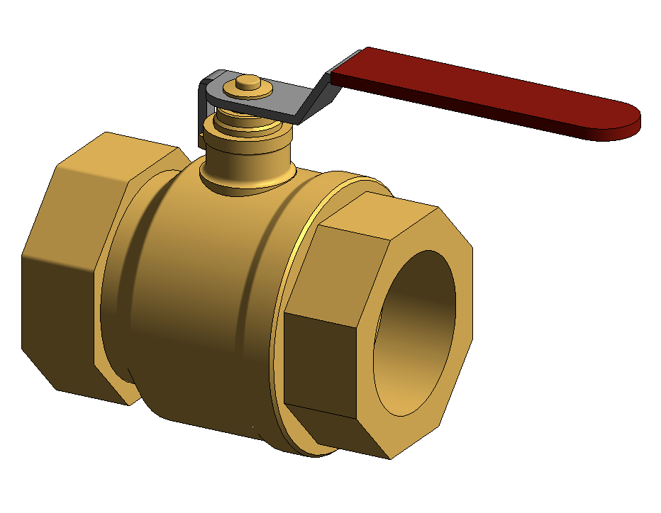 3D Revit render of Original ball valve D171A family.
